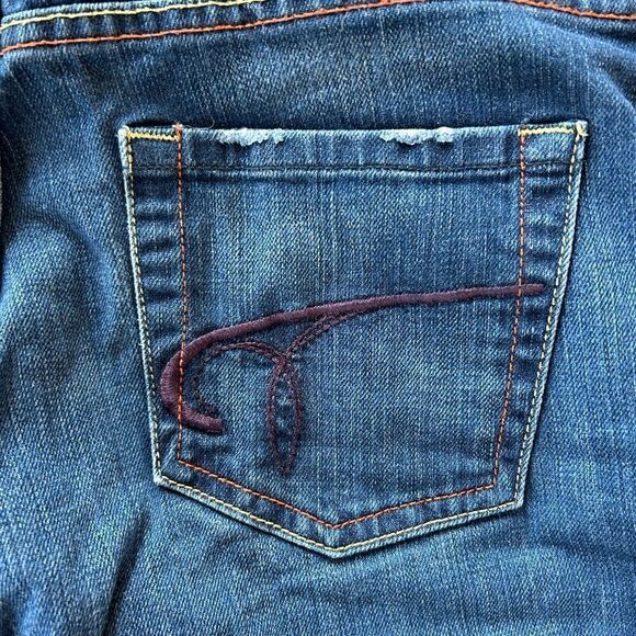 True Grit Boutique denim jeans copper button red yellow top stitching size 31 - Picture 9 of 16